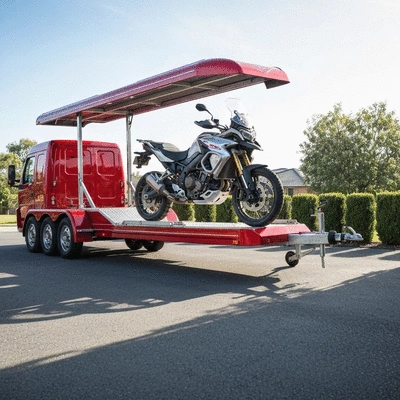 Tow truck picking up a motorcycle for recycling