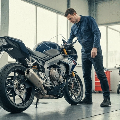 Professional motorcycle valuation in a workshop